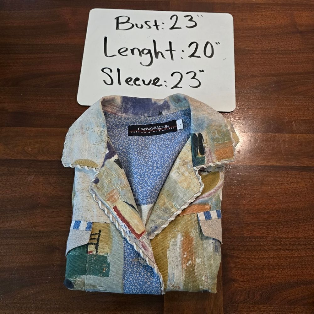 Canvasbacks Jacket Women Large Beach Linen Cotton Art to Wear Lutton Horsfield - Picture 7 of 7